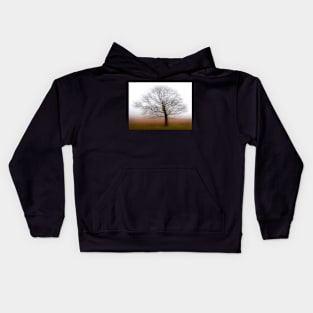 Winter Tree in Mist Multiple Exposure Kids Hoodie